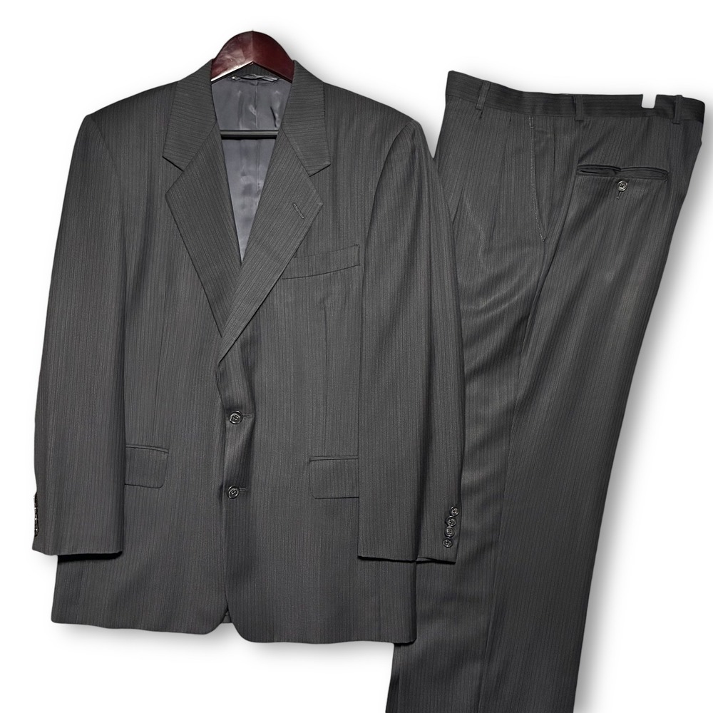 Hickey Freeman Charcoal Pinstripe Wool Suit‎ Mens Size 39R